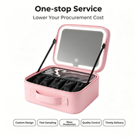 Trousse de Maquillage Portable Premium avec Fermeture Éclair, Miroir LED et Compartiment pour Pinceaux de Maquillage