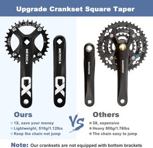 Juego de <span class=keywords><strong>Bielas</strong></span> para Bicicleta de Carretera Meroca, Anodizado Negro/Rojo Esmerilado, 170 mm, Cuadrado Cónico, 104BCD, 32T/34T/36T/38T, 555-605 g, Unisex, para 8-11 velocidades - Product Image 2