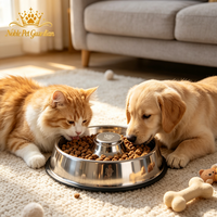 Edelstahl-Futternapf für Hunde, Katzen und Vögel - Runder Wasser- und Futterbehälter