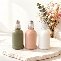 Flacon roll-on en verre dégradé Morandi de 10 ml de qualité supérieure, avec bille en acier inoxydable et couvercle en bambou naturel pour huiles essentielles d'aromathérapie