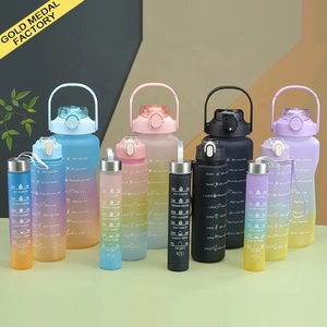Xách tay 3pcs Gradient màu motivational thể thao cốc nước 3 1 Bộ-2000ml 900ml 280ml chai nước phòng tập thể dục cắm trại ngoài trời - Product Image 1