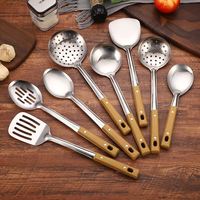 Ensemble d'ustensiles de cuisine en acier inoxydable au design moderne avec spatule en plastique pelle à frire cuillère à soupe pour la cuisine domestique