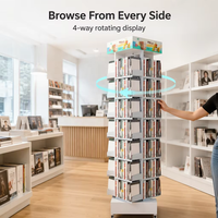 Étagère de présentation rotative en métal personnalisée et moderne pour bibliothèque, librairie, pour le rangement de carnets, magazines, livres, brochures, cartes postales, documents