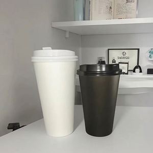Gobelets à café, jus, lait et thé en carton à paroi simple de 12 oz avec couvercles - Product Image 4