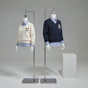 Mannequin demi-corps réglable en plastique AFELLOW, mâle/femelle, à suspendre, avec base métallique pour présentation de vêtements - Product Image 1