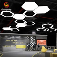 Lustre LED hexagonal moderne, luminaire suspendu en fer minimaliste et créatif, réglable, pour salle à manger, boutique, bureau
