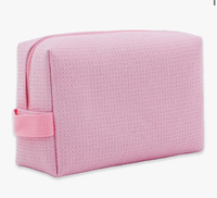 OEM Sac brodé gaufré Sacs à cosmétiques en coton avec logo personnalisé Grande trousse de maquillage pour cadeaux de mariage Femmes Hommes Voyage Plage