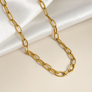 Klasik zincir su geçirmez Pvd kaplama takı altın kaplama kalp bağlantı kolye kadınlar ve erkekler için - Product Image 3