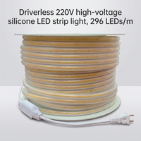 Bande lumineuse LED COB extérieure étanche IP65, découpable, dimmable, 296 LED/m, 10W, Ra90, blanc chaud, pour décoration