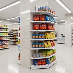 Étagère d'angle extérieure commerciale pour supermarché, 2000 mm de hauteur, gondole en acier réglable pour affichage en magasin de détail - Product Image 1