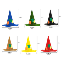 Chapeau de sorcier pointu, chapeau de costume avec patch de couleur, chapeau de sorcière en feutre unisexe pour adulte, pour Halloween/Cosplay/fête magique/jeu de rôle fantastique