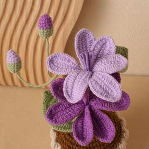 Planta Artificial de Flores de Tung en Maceta, Hecha a Crochet por Kexiang, Decoración de Escritorio de Poliéster, Regalo de Flores Artificiales - Product Image 4