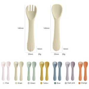 Wholesale Baby Silicone Spoon And Fork Set Baby Feeding Set For Kids Children
