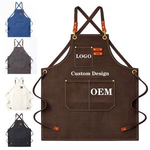 Tablier en toile personnalisable avec bretelles réglables, imperméable et résistant à l'huile pour la cuisine, la salle à manger et le barbecue - Product Image 1