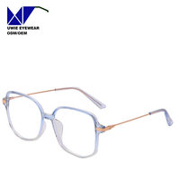 Monture optique polygonale personnalisée OEM en TR90 et métal, anti-lumière bleue, pour adultes unisexes, taille 53-18-144, 10+ ans d'expérience
