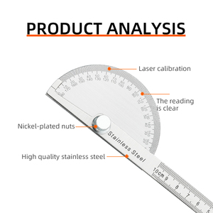 Goniometer <span class=keywords><strong>180</strong></span> độ có thể điều chỉnh thước đo góc thép không gỉ thước đo đầu tròn Caliper công cụ đo - Product Image 3