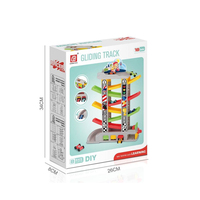 Jouet de piste de course pour voitures Montessori pour tout-petits, piste de glisse éducative en zig-zag, ensemble de voitures de course pour enfants