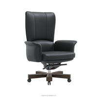 Fauteuil de Direction en Cuir à Dossier Haut, Pivotant et Inclinable, Ergonomique et Luxueux, avec Pieds en Métal et Petites Roues Réglables
