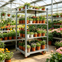 Chariot de transport de plantes à 5 niveaux en métal galvanisé, détachable, pour pépinière, serre et jardin