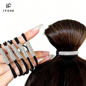 IFOND Coletero <span class=keywords><strong>de</strong></span> Doble Capa con Brillantes y Pedrería, con Banda Elástica que No Daña el Cabello, para Mujeres y Niñas, Accesorio para el Cabello para Uso Diario y Fiestas, OEM ODM - Product Image 1