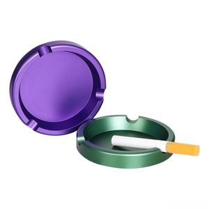 Cenicero redondo de aleación de aluminio, 90 mm de diámetro, color sólido, diseño simple y elegante. - Product Image 4
