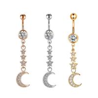 Anneaux de nombril en acier inoxydable de haute qualité avec pendentif pentagramme lune, piercing sexy pour le nombril, cadeau de fiançailles, bijoux de corps pour mariage