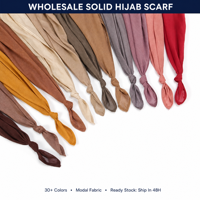 Écharpe longue en modal en gros pour femmes musulmanes, hijab 180x80cm, couleur unie, ourlet large, en stock, sur mesure, OEM ODM 1125