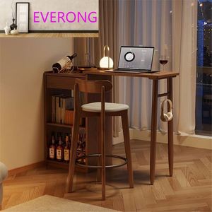 Table de bar rétractable moderne en bois massif pour petits appartements de luxe, salons ouverts, balcon, café et loisirs - Product Image 4