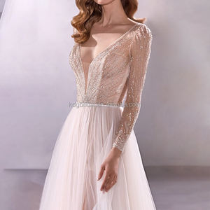 KDG Siquin Overseas High Slit V-neck 2022 Bridal <span class=keywords><strong>2023</strong></span> Curvy Romantic Ballerina Sleeveless <span class=keywords><strong>Civil</strong></span> Sexy Wedding Party Night Dresses - Product Image 5