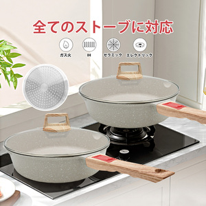 Poêle à frire durable amovible <span class=keywords><strong>de</strong></span> haute qualité <span class=keywords><strong>de</strong></span> cuisine directe d'usine poêle à frire en aluminium moulé sous pression antiadhésive avec couvercle en verre - Product Image 4