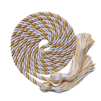 Cordons d'honneur bicolores blanc/or avec finition cirée, 100 % polyester, imperméables, diamètre 1/4 pouce, longueur 68 pouces