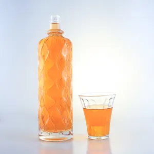 750ml transparent gravure bouteille en verre gin rhum champagne brandy tequila whisky liqueur bouteille en verre avec couvercle guala