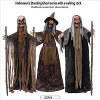 Figurine fantôme électrique à détection de mouvement pour Halloween, Crâne, Dieu de la mort, Sorcière, Décoration, Accessoires pour maison hantée et pièce secrète