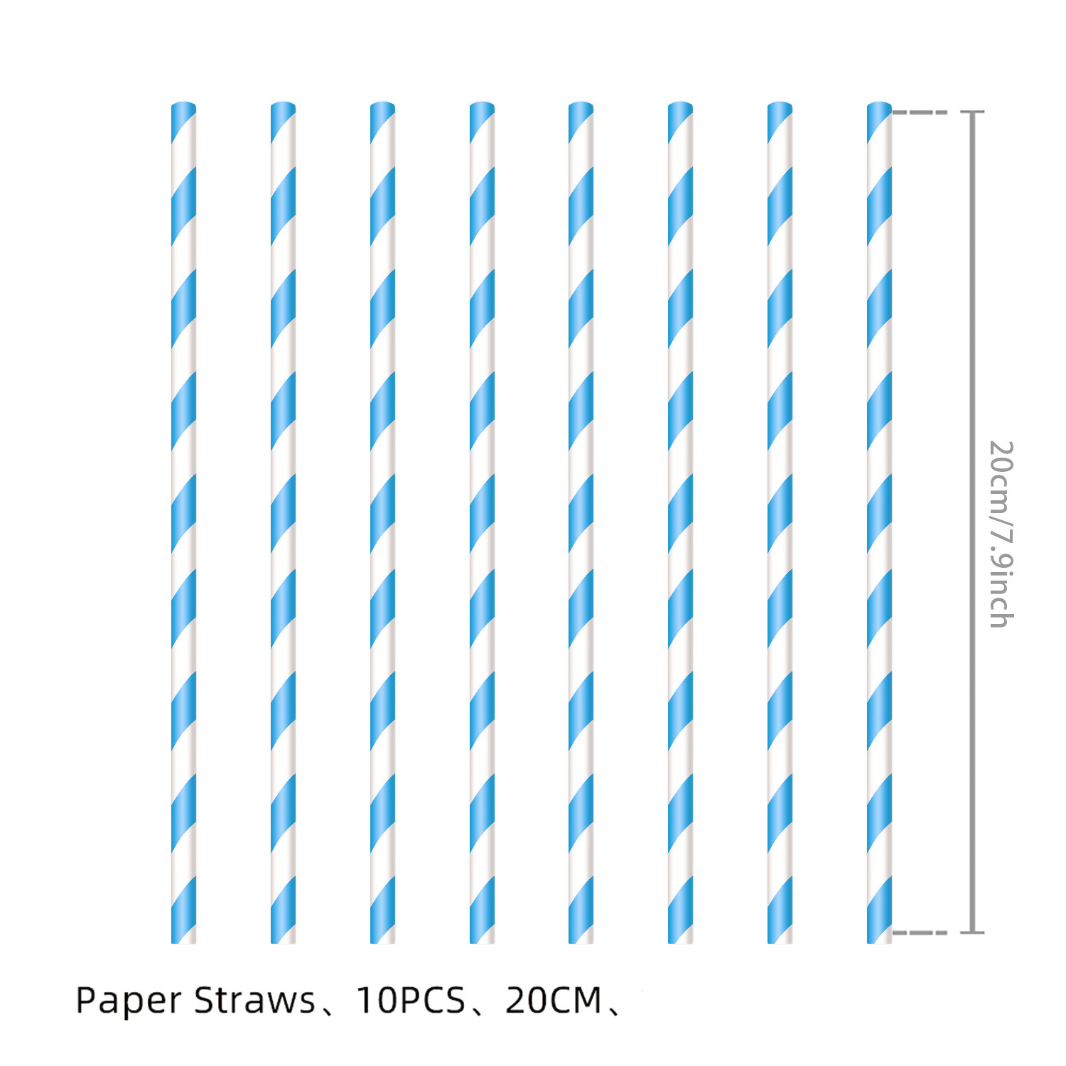 Blue -10pcs paper straw