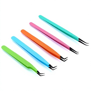 Black Plasma Tips Eyelash Extension Tweezers <b>High</b> Precision Slim 45 Degree & 90 Degree <b>Boot</b> Volume Lash Tweezers - Product Image 1