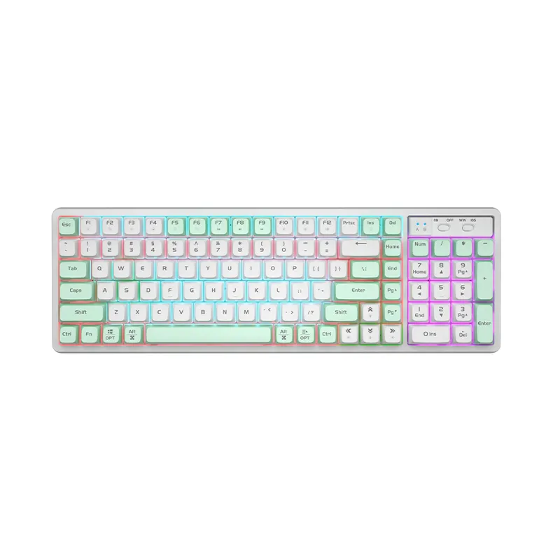 Teclado mecânico de jogo gk102, alta qualidade, com fio, luz rgb, 102 teclas, teclado mecânico