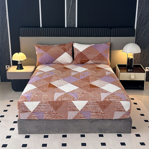 Chic Microfiber Fastness Warm <strong>Double</strong>-sided <strong>Fleece</strong> Triangle Patchwork Pattern <strong>Fitted</strong> <strong>Sheet</strong> for Winter - Product Image 5