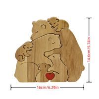 Nouvel Arrivage : Puzzle en Bois Artisanal - Mère et Ours à Pattes Croisées - Décoration d'Intérieur en Bois Massif - Ornement Artistique Réconfortant pour la Famille