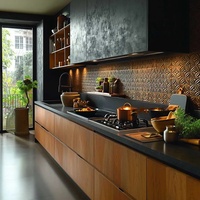 Armoires de cuisine modulaires en bois massif de style design moderne minimaliste avec îlot attrayant