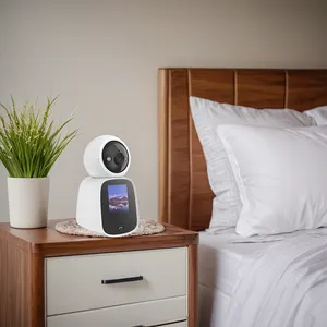 كاميرا أمان لاسلكية منزلية ذكية مع شاشة 2.4 بوصة بدقة 1080 بكسل وتقنية الواي فاي واتصال فيديو ثنائي الاتجاه