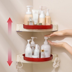 Bathroom Rotating <b>Shelf</b> <b>Rack</b> with Adhesive Hooks Wall-mounted Storage <b>Shelf</b> Basket in Washroom Kitchen - Product Image 6