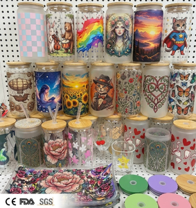 Plus de 90 000 styles d'autocollants de transfert thermique 3D UV imperméables en métal et caoutchouc pour tasses en verre, motifs animaux de la forêt mignons et de dessins animés, 16 oz - Product Image 2