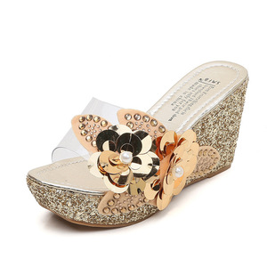 <span class=keywords><strong>Sandales</strong></span> <span class=keywords><strong>compensées</strong></span> pour femmes, été 2025, nouvelles, avec strass, paillettes, fleurs, plateforme transparente - Product Image 5