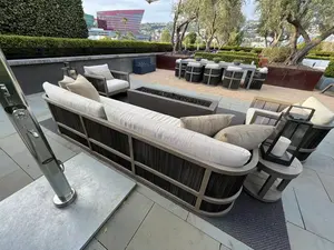 New Style Hot Sale Luxury Teak Wood Rattan Garden Sofa Sets Outdoor Furniture