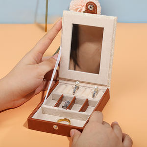 Caja organizadora de cosméticos de joyería de lino de gran capacidad WEIMEI, bolsa de almacenamiento de viaje, almacenamiento de tocador con espejo - Product Image 2