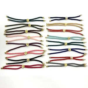 Multicolor half-finished bracelet string cord with sliding slider stopper beads,adjustable cords for bracelet making