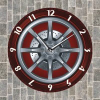 Pneu mécanique roues Vintage nostalgique horloge rouge sport voiture roues Art déco horloge cadeaux 3d horloge murale