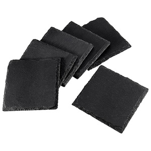 Black Slate Stone Eco-Friendly Modern Square <b>Drink</b> <b>Coasters</b> Bulk Laser Engraving Mats and Pads for Home Bar Kitchen - Product Image 4