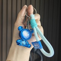 Porte-clés Ours en Résine Effet Ciel Étoilé Chromé Brillant, Offre Spéciale, avec Boîte Cadeau en Velours Délicat pour Anniversaire de Couple Romantique