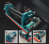 Machine d'arrondi de tôle de fer en acier au carbone entièrement manuelle Rouleaux à trois rouleaux roulants à deux axes Moteur de noyau de rouleaux de flexion 3kw 4mm Max